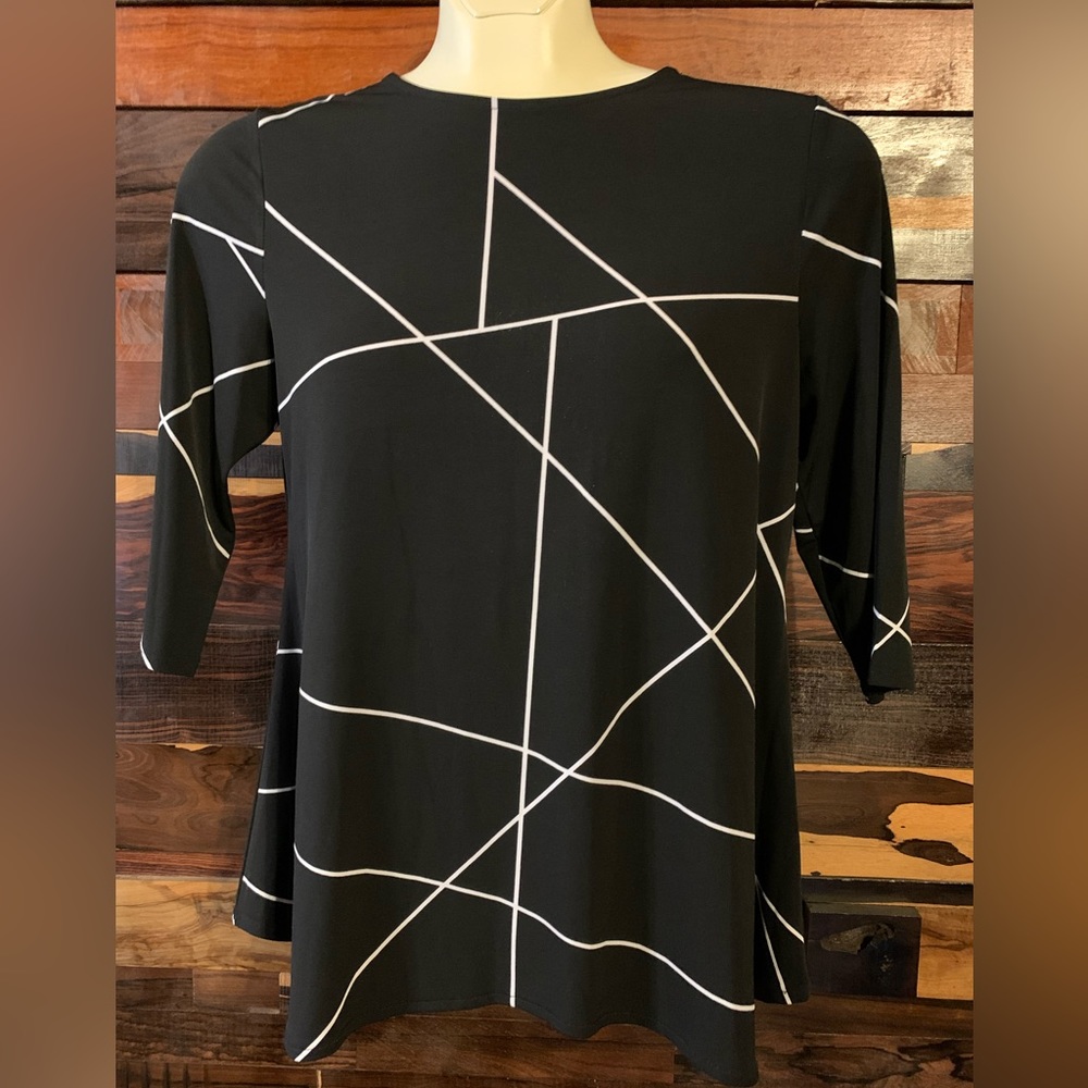 ALFANI Swing top 3/4 sleeve Black/White PL